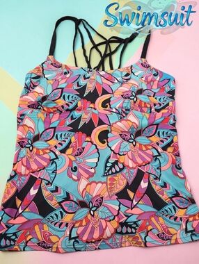 *1346 Aquatique swim tankini top Women XL
